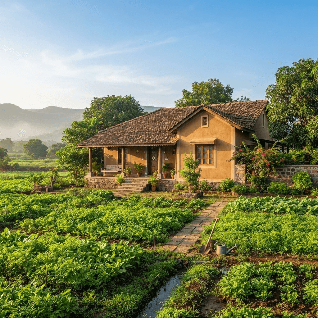 Indian residential property with a plot of land in Maharashtra